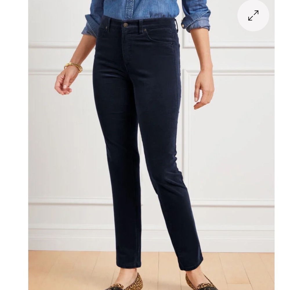 Talbots Women Corduroy Stretch Straight Leg Pants Navy sz 10 Work Casual Utility